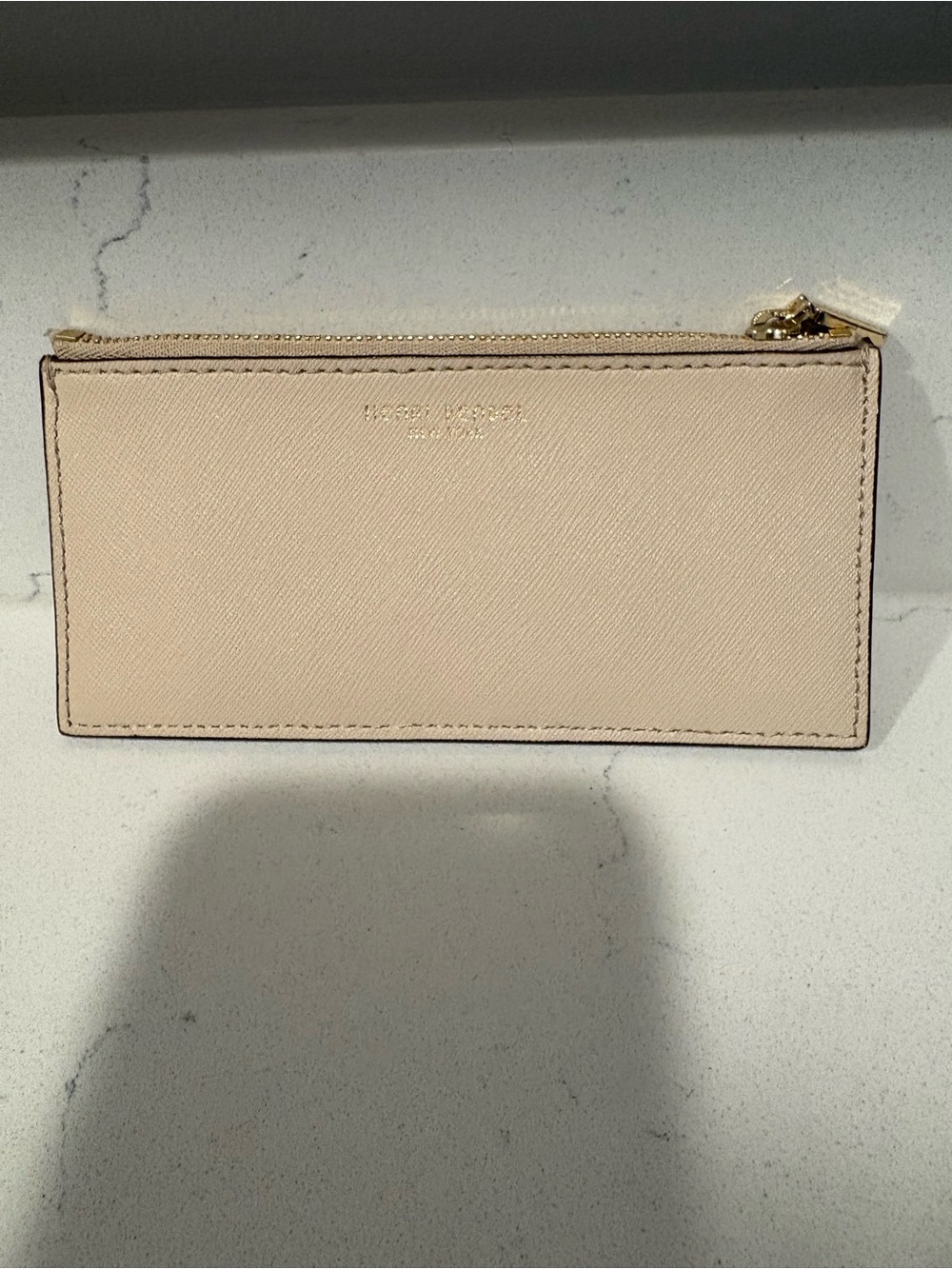 Henri Bendel Beige Slim Zip Card Wallet